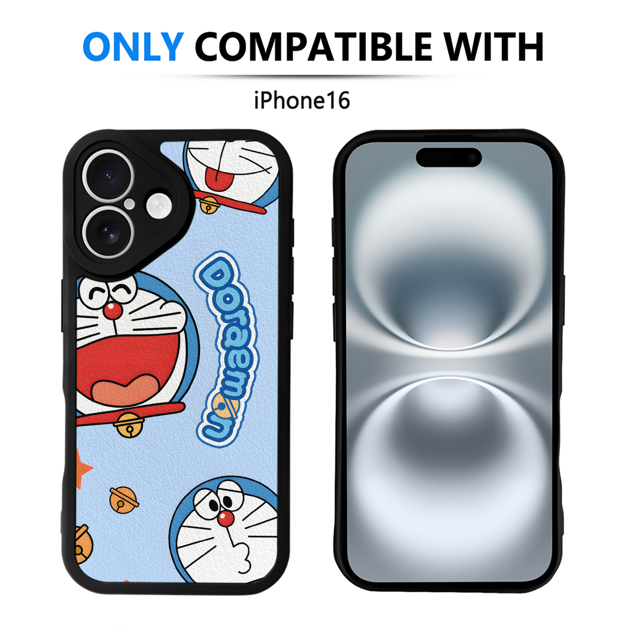 （画像用） ドラえもん Doraemon 【iPhone 16シリーズ対応】シリコンスマホケース（レザー調） 材質：シリコン